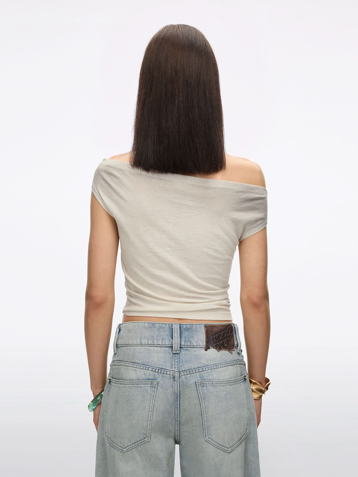Off-Shoulder Logo-Detail T-Shirt