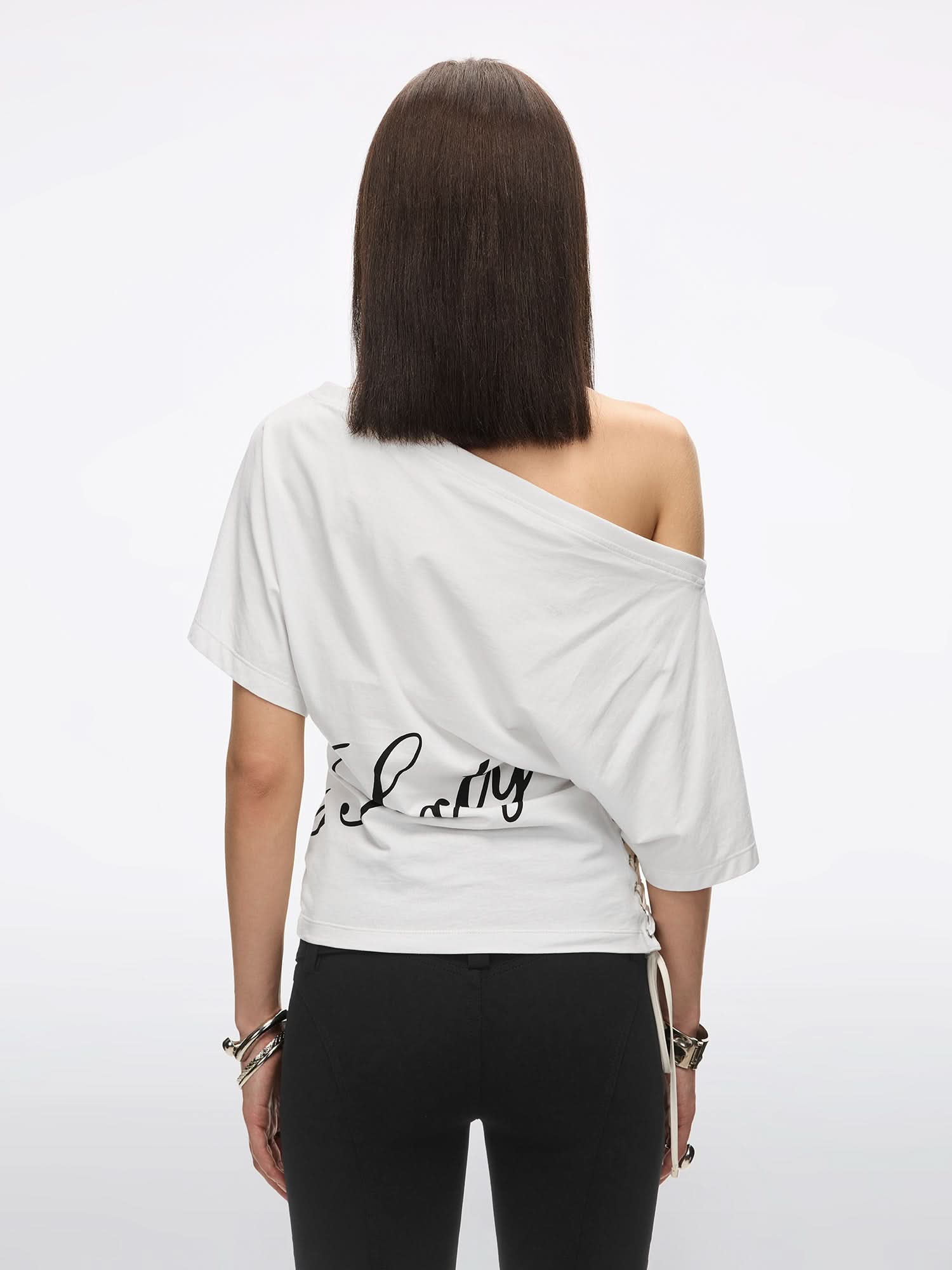 Lace-Up Printed T-Shirt