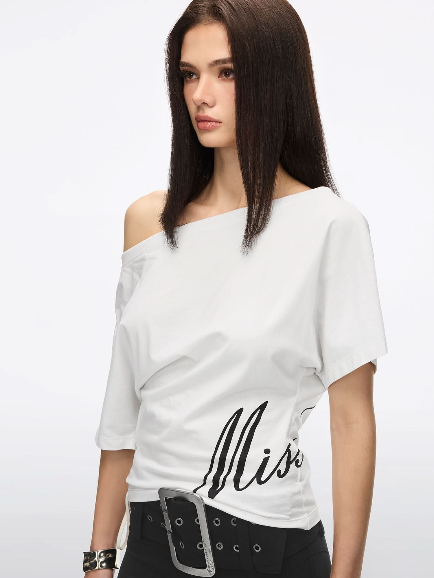 Lace-Up Printed T-Shirt
