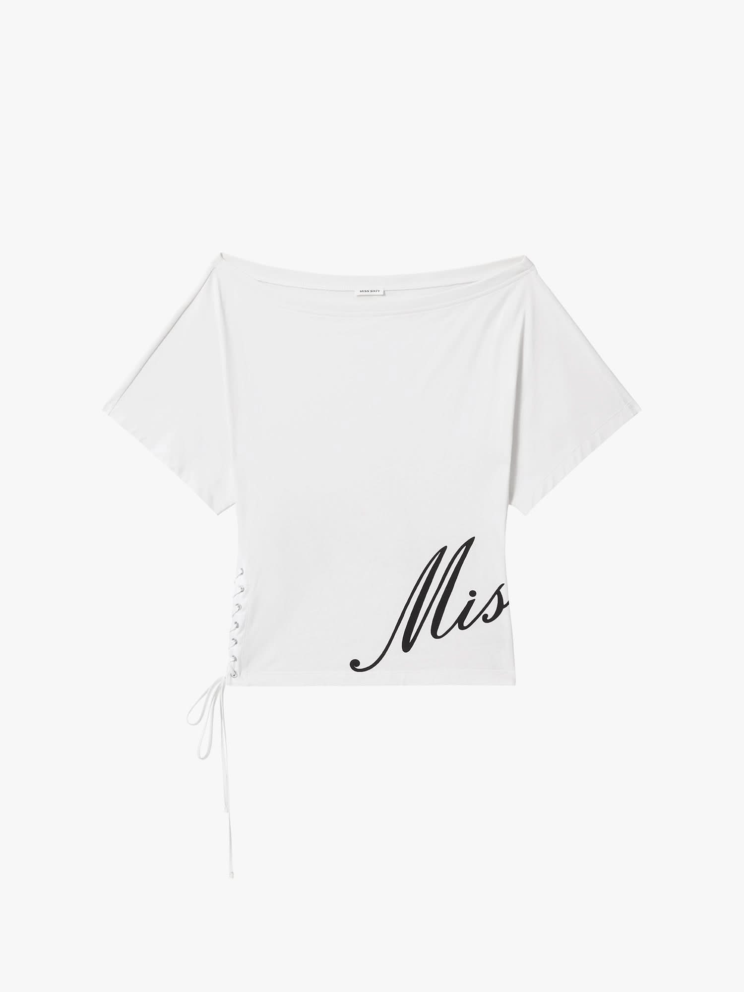 Lace-Up Printed T-Shirt