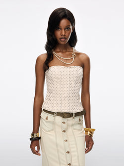 Rhinestone Denim Bandeau Top
