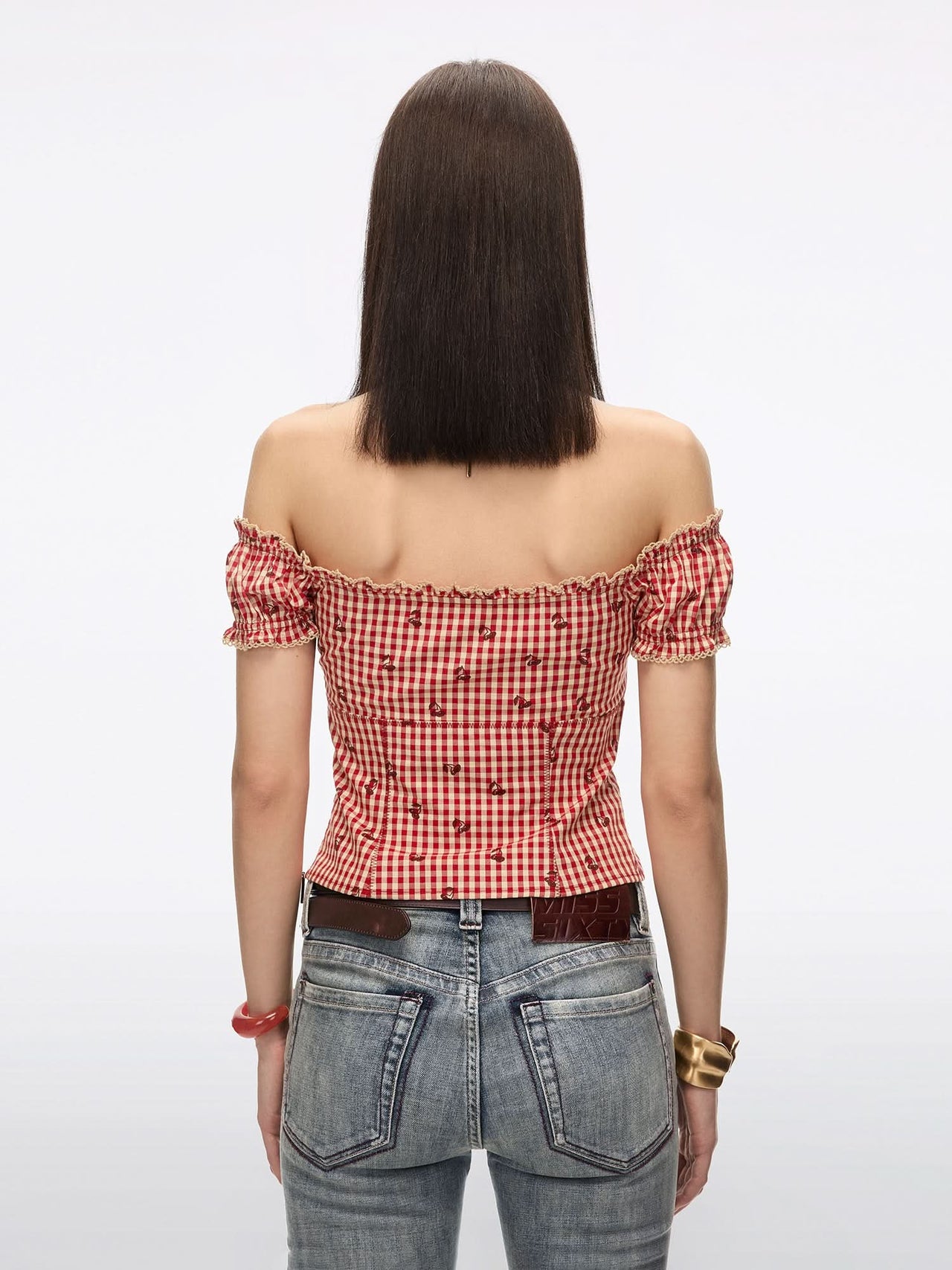 Square-Neck Plaid Shirt