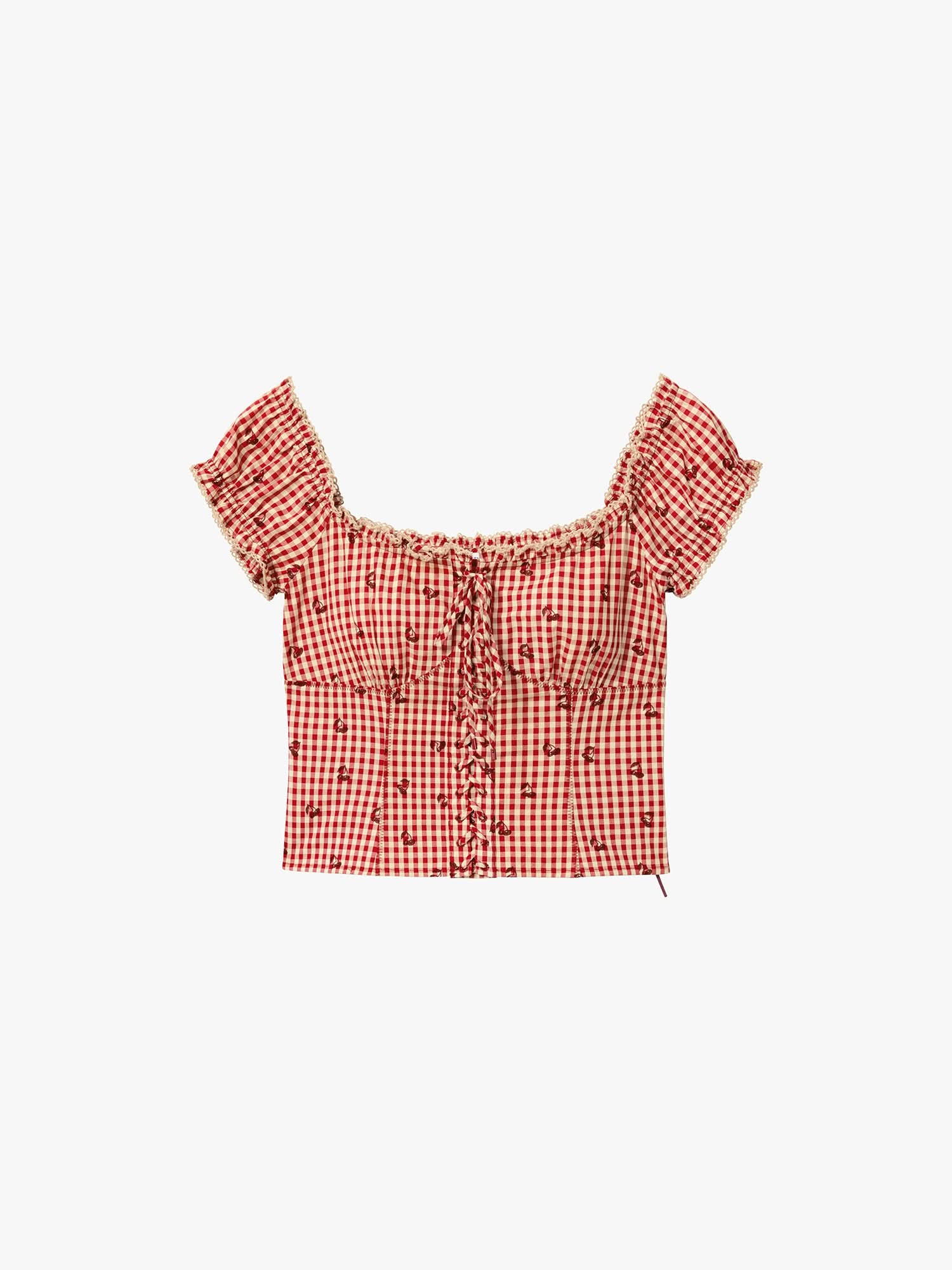 Square-Neck Plaid Shirt