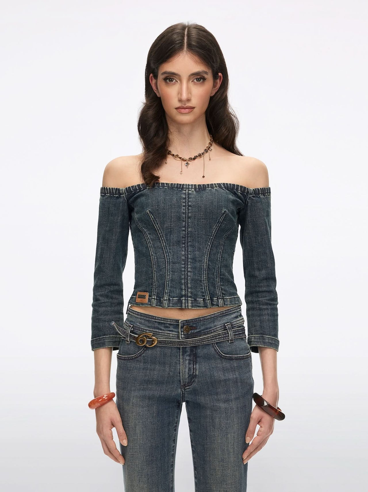 One-Shoulder Denim Shirt