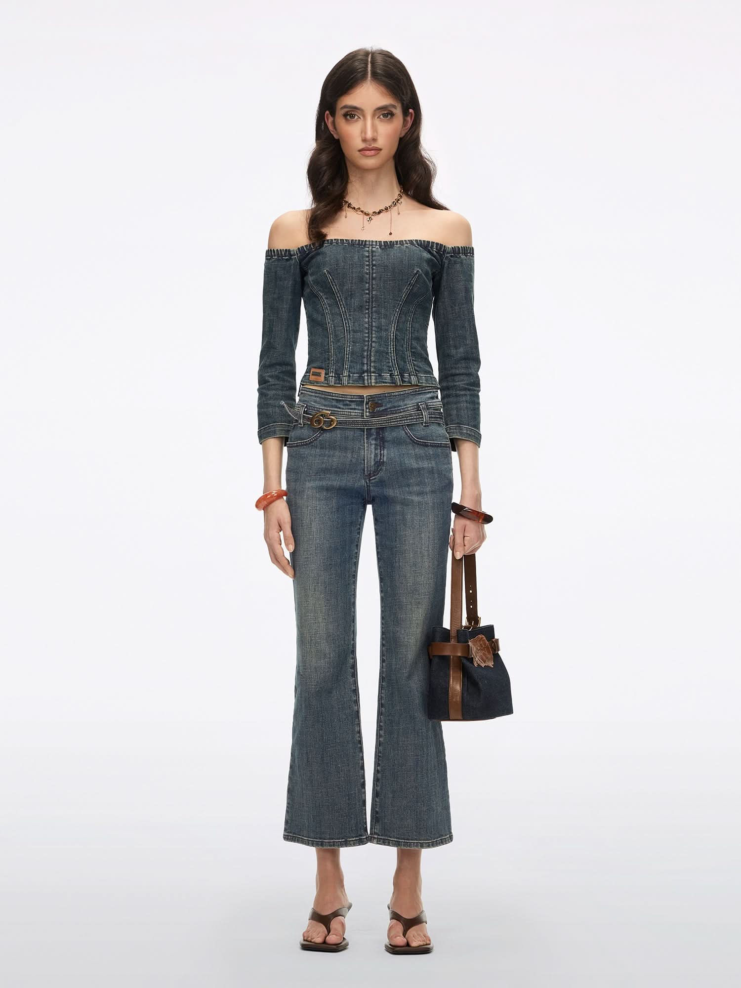 One-Shoulder Denim Shirt