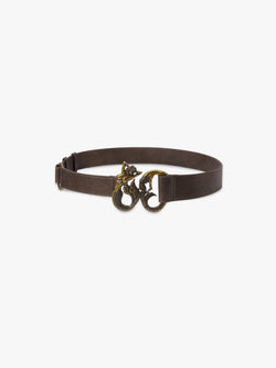Leather Belt with Metal Logo