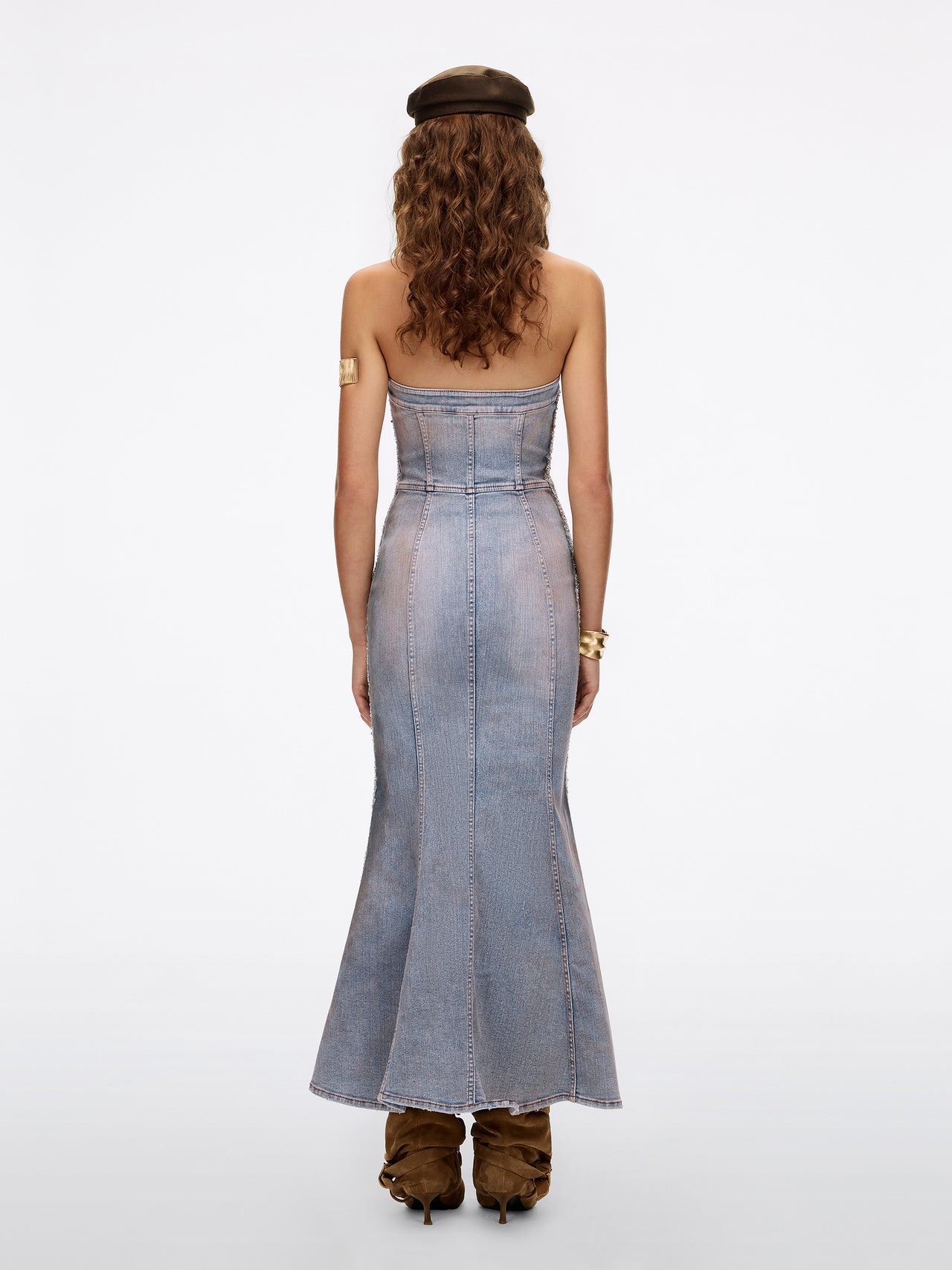 Pearl Rhinestone Denim Dress