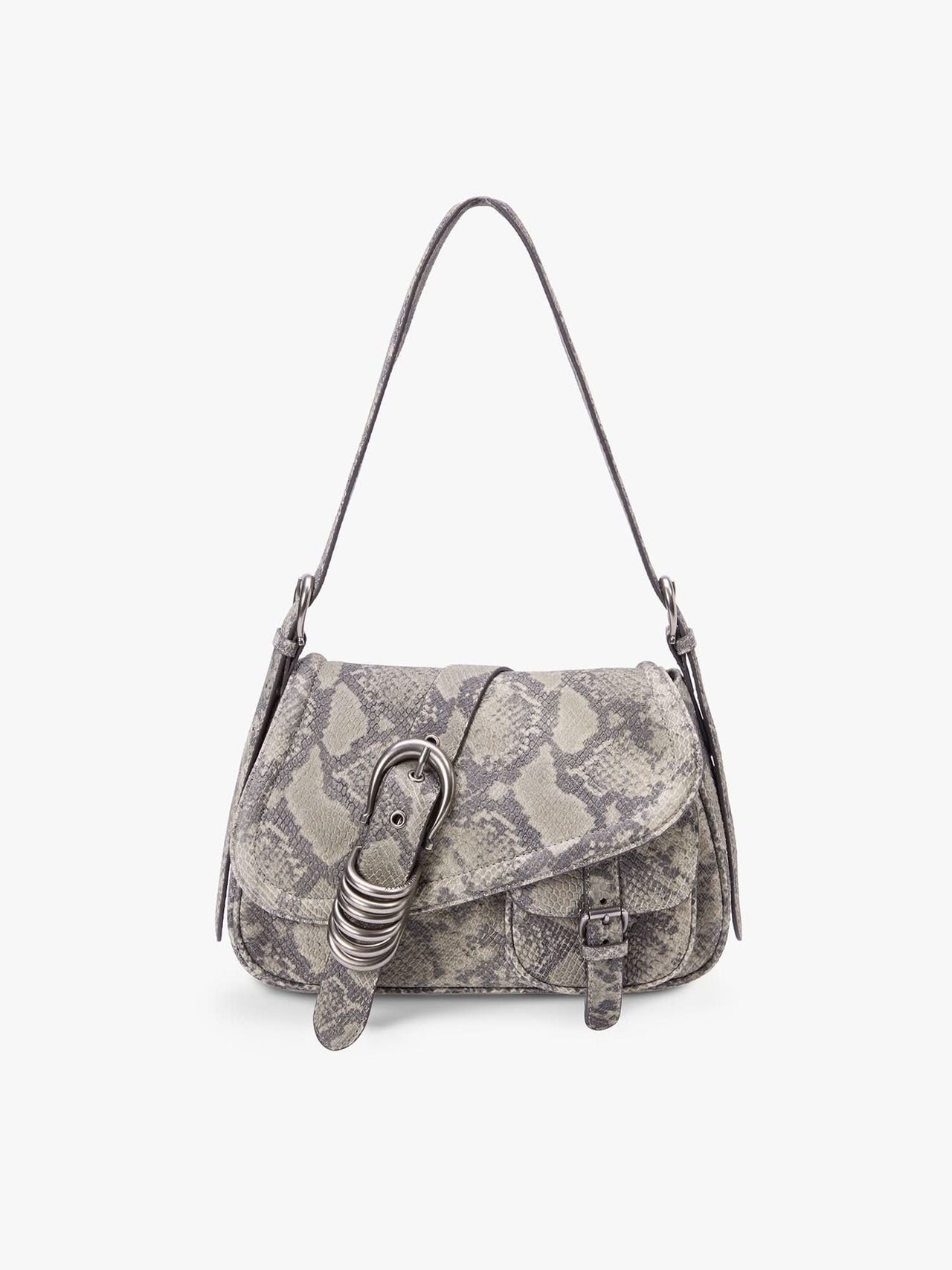 Snake-Embossed Shoulder Bag