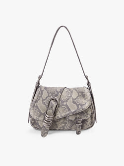 Snake-Embossed Shoulder Bag