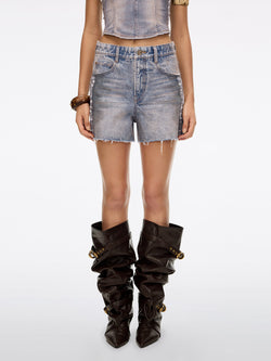Pearl Rhinestone Denim Shorts