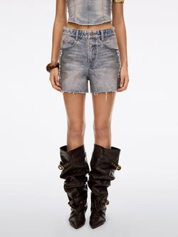 Pearl Rhinestone Denim Shorts