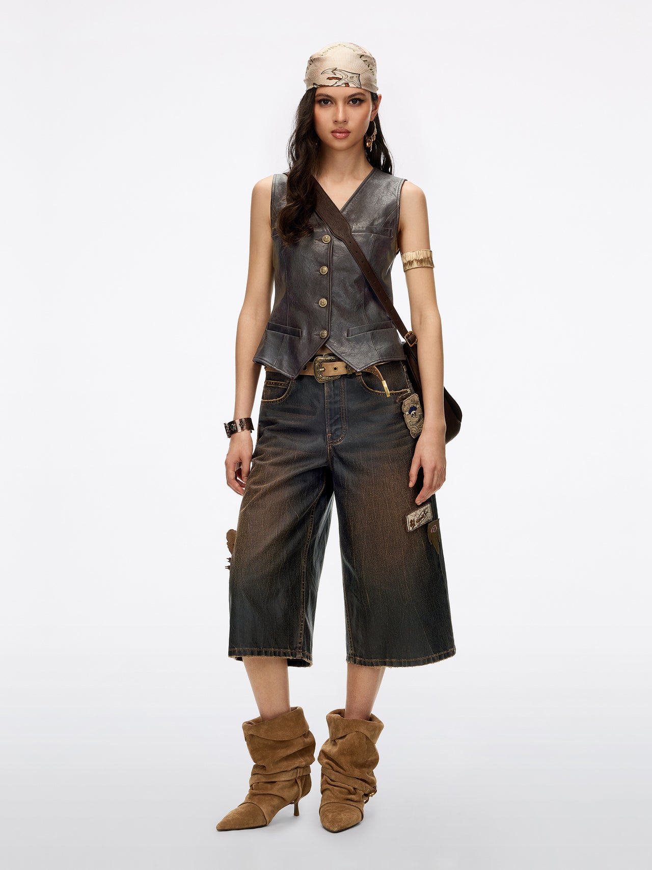 Badge Denim Shorts