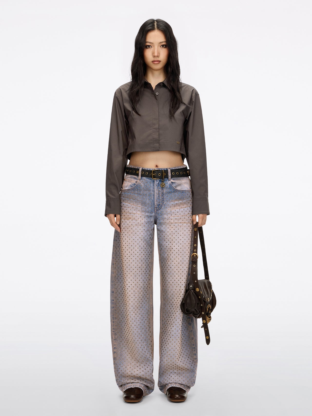 Rhinestone Wide-Leg Jeans