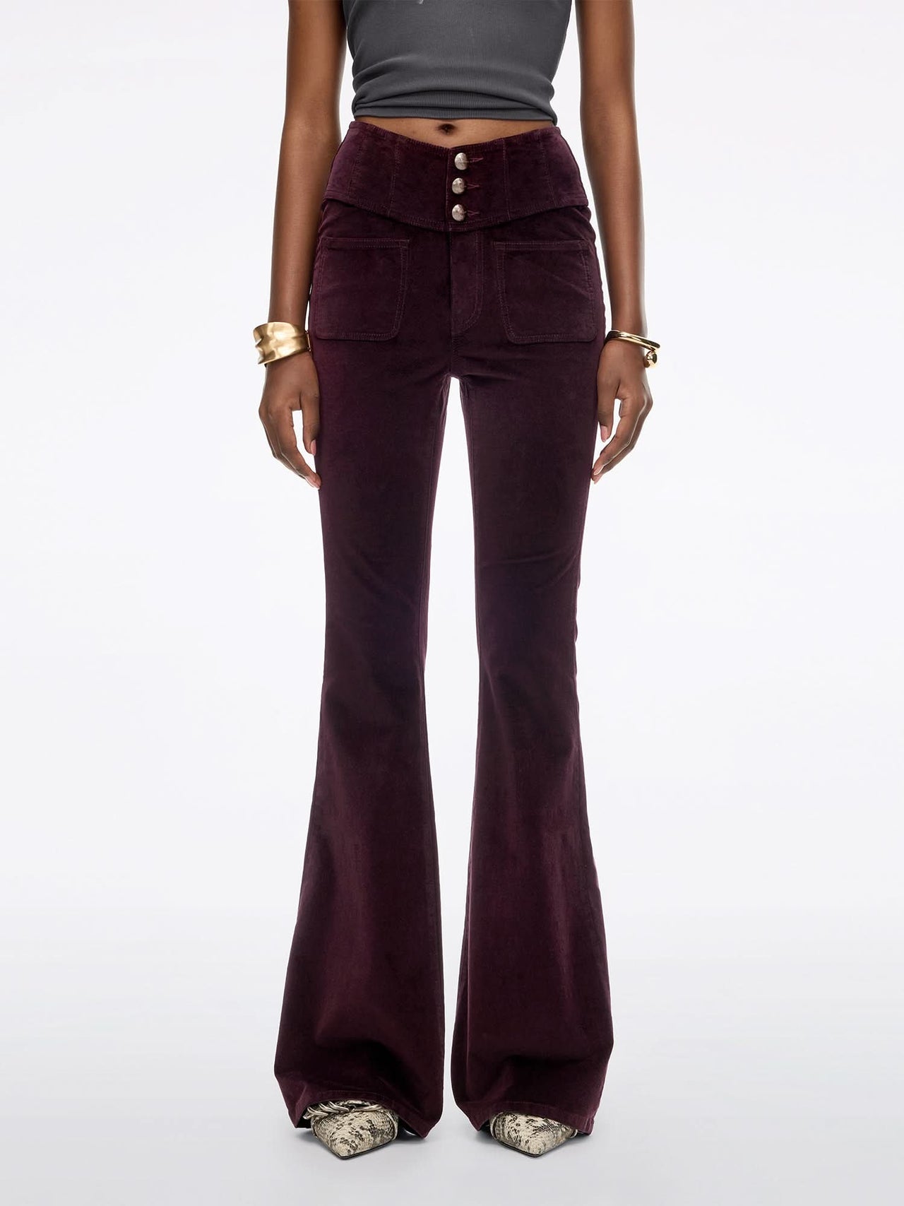 Velvet Flared Jeans-GLENDA PLUS 5