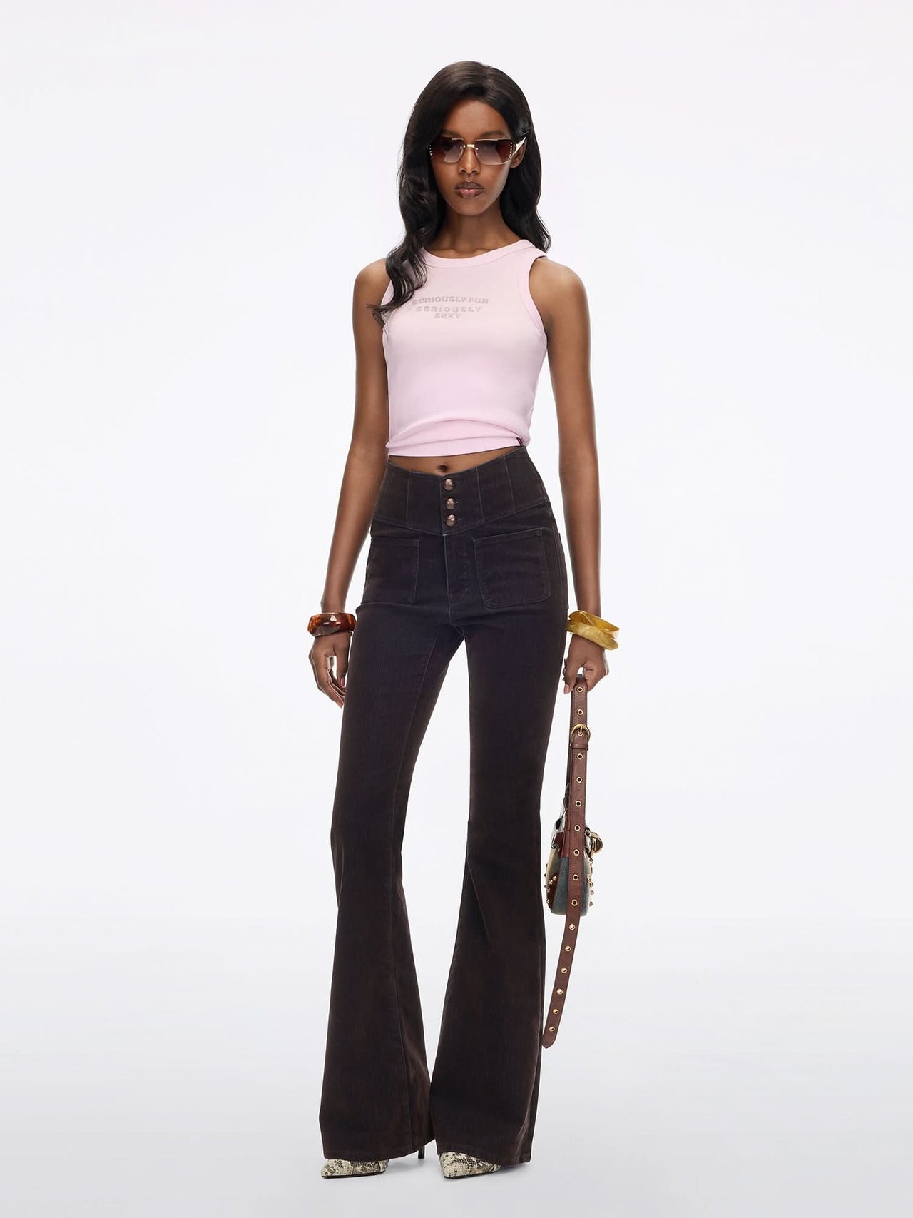 Flocked Flared Jeans-GLENDA PLUS 5