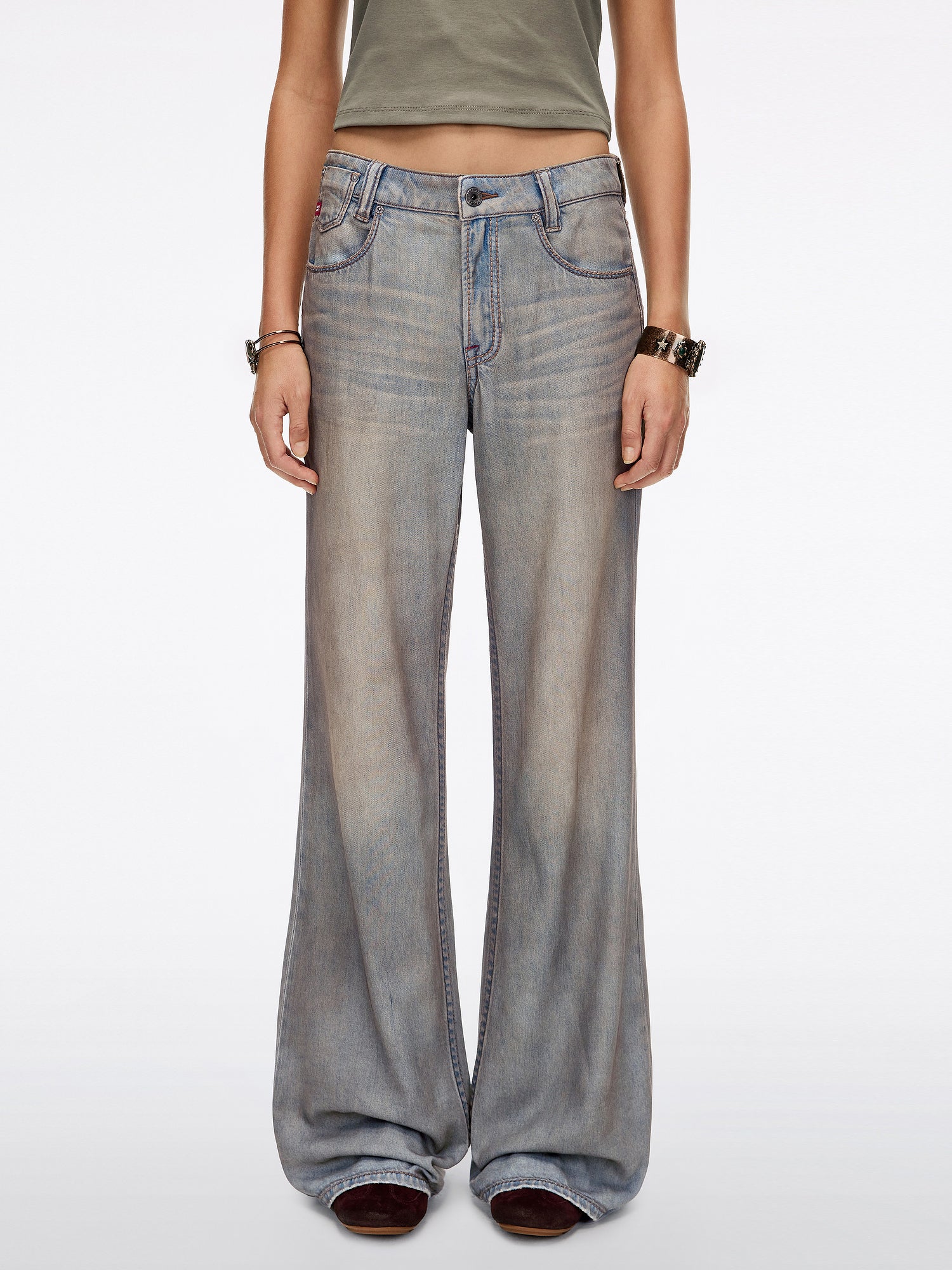 Lace-Panel Flared Denim Jeans - MISS SIXTY