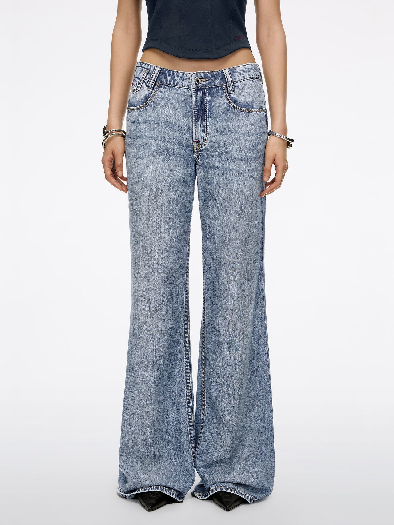 Mid Rise Flared Jeans-MONTANA