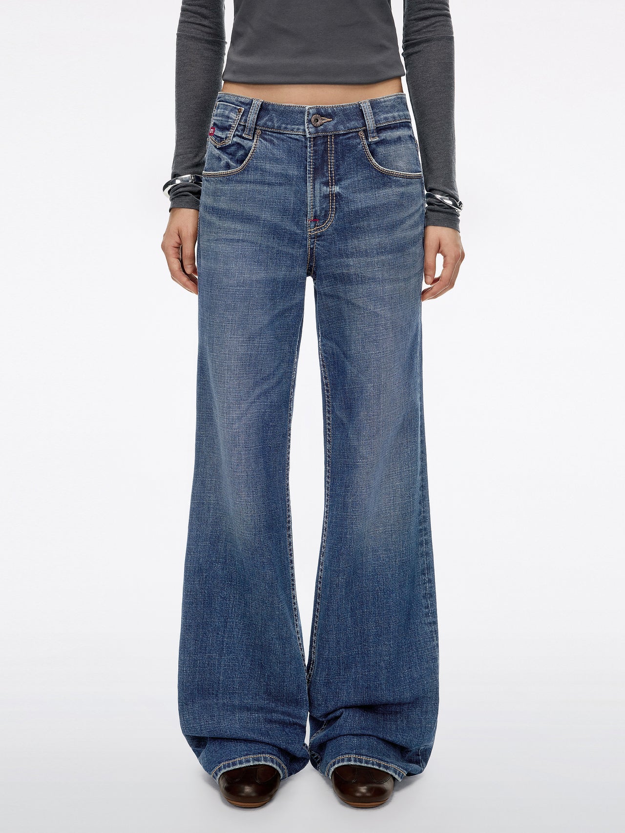 Mid Rise Flared Jeans-MONTANA