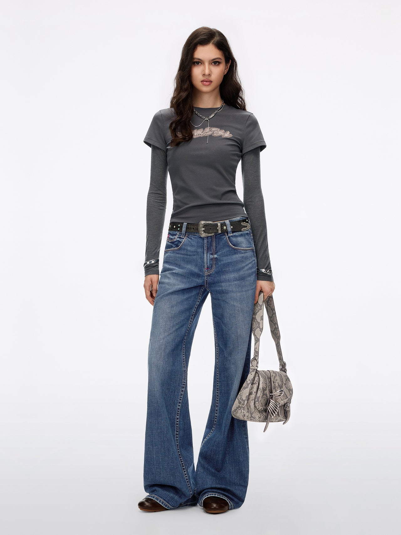 Mid Rise Flared Jeans-MONTANA