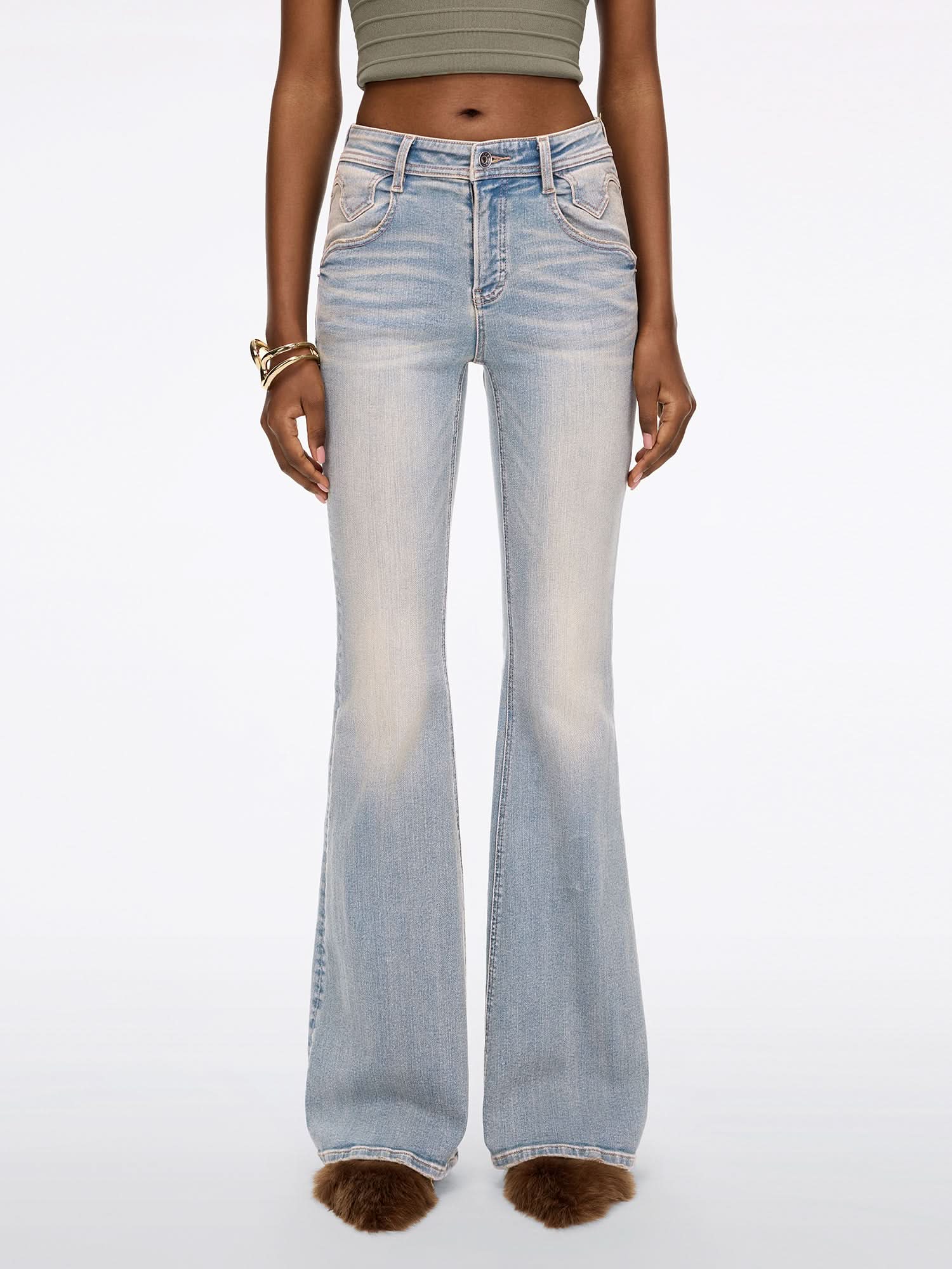 Slim Fit Flared Jeans-BELLA