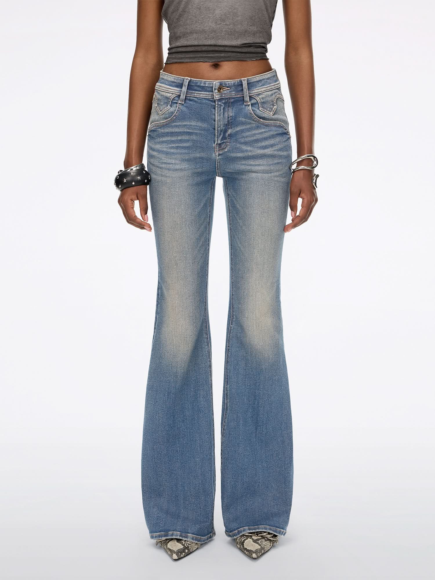 Slim Fit Flared Jeans-BELLA