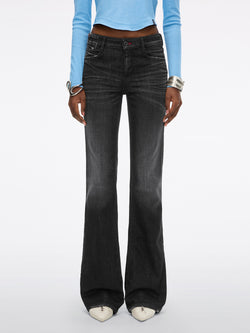 Distressed Flare Jeans-MAGIC PLUS