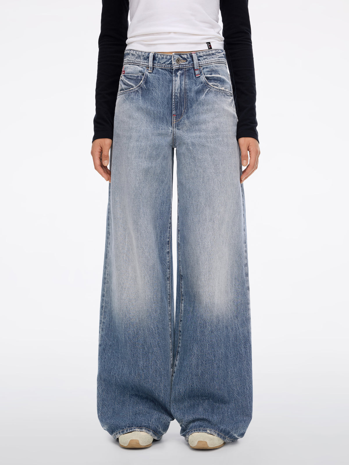 Distressed Wide-Leg Jeans-JASMINE