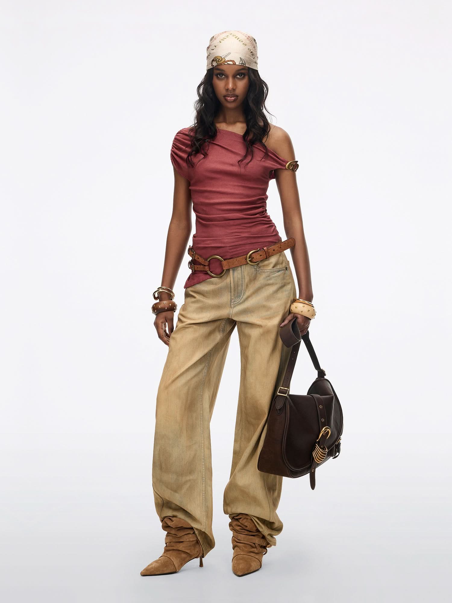 Distressed Wide-Leg Jeans