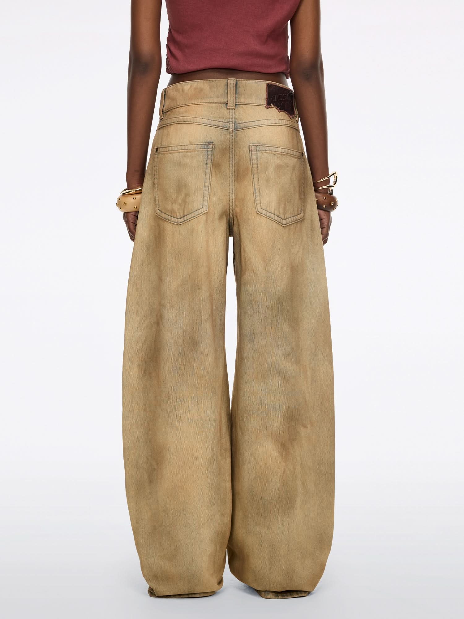 Distressed Wide-Leg Jeans