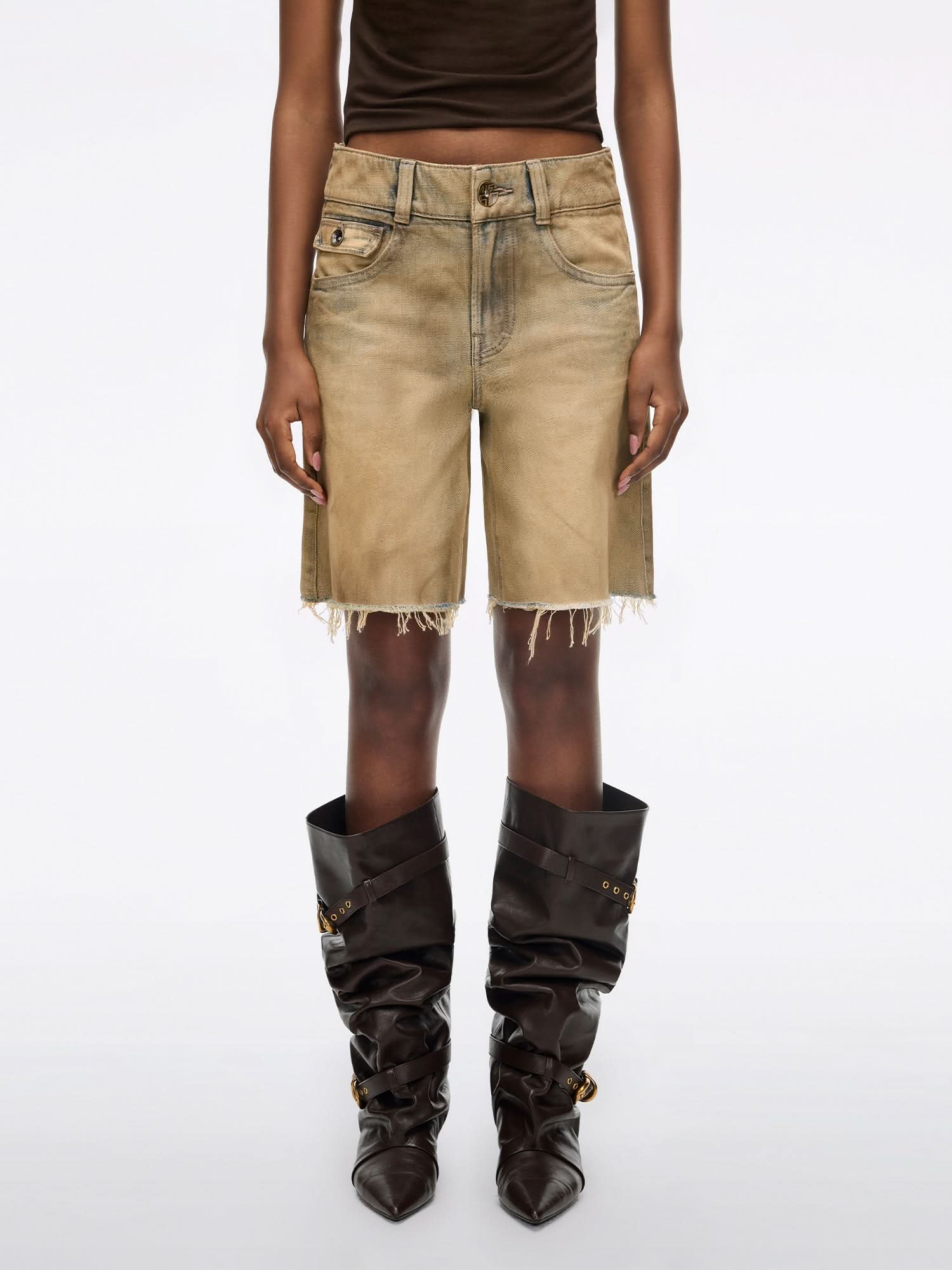 Distressed Denim Shorts