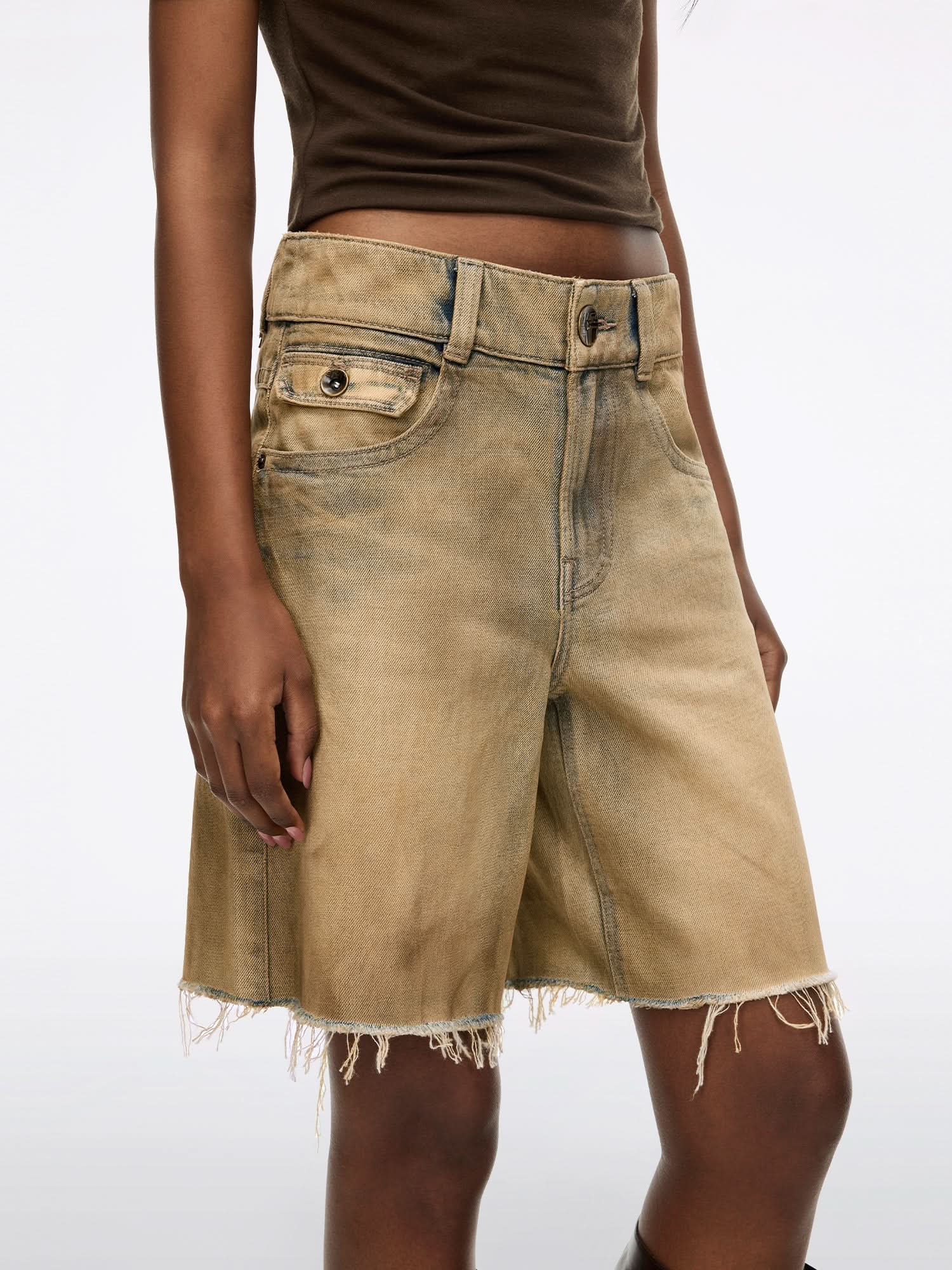 Distressed Denim Shorts