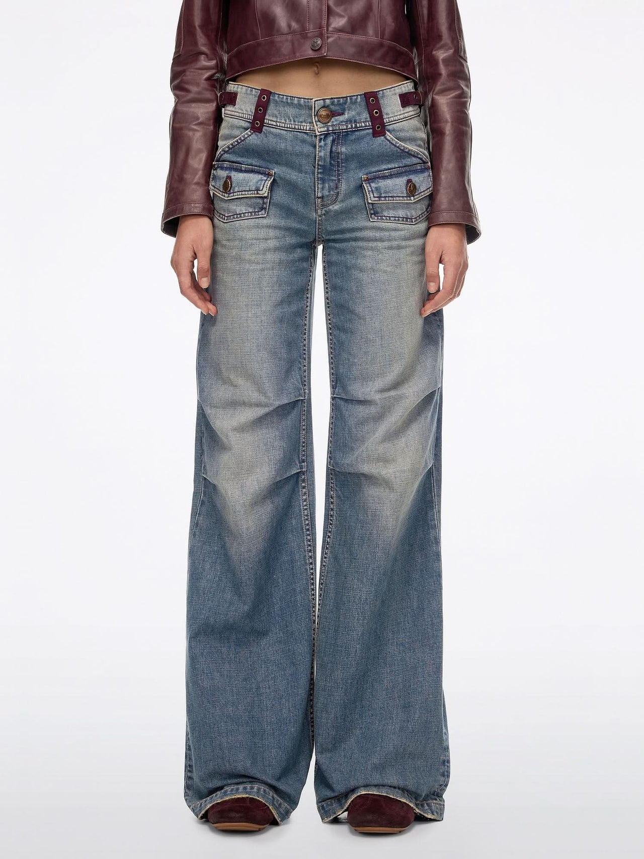 Distressed Straight-Leg Jeans