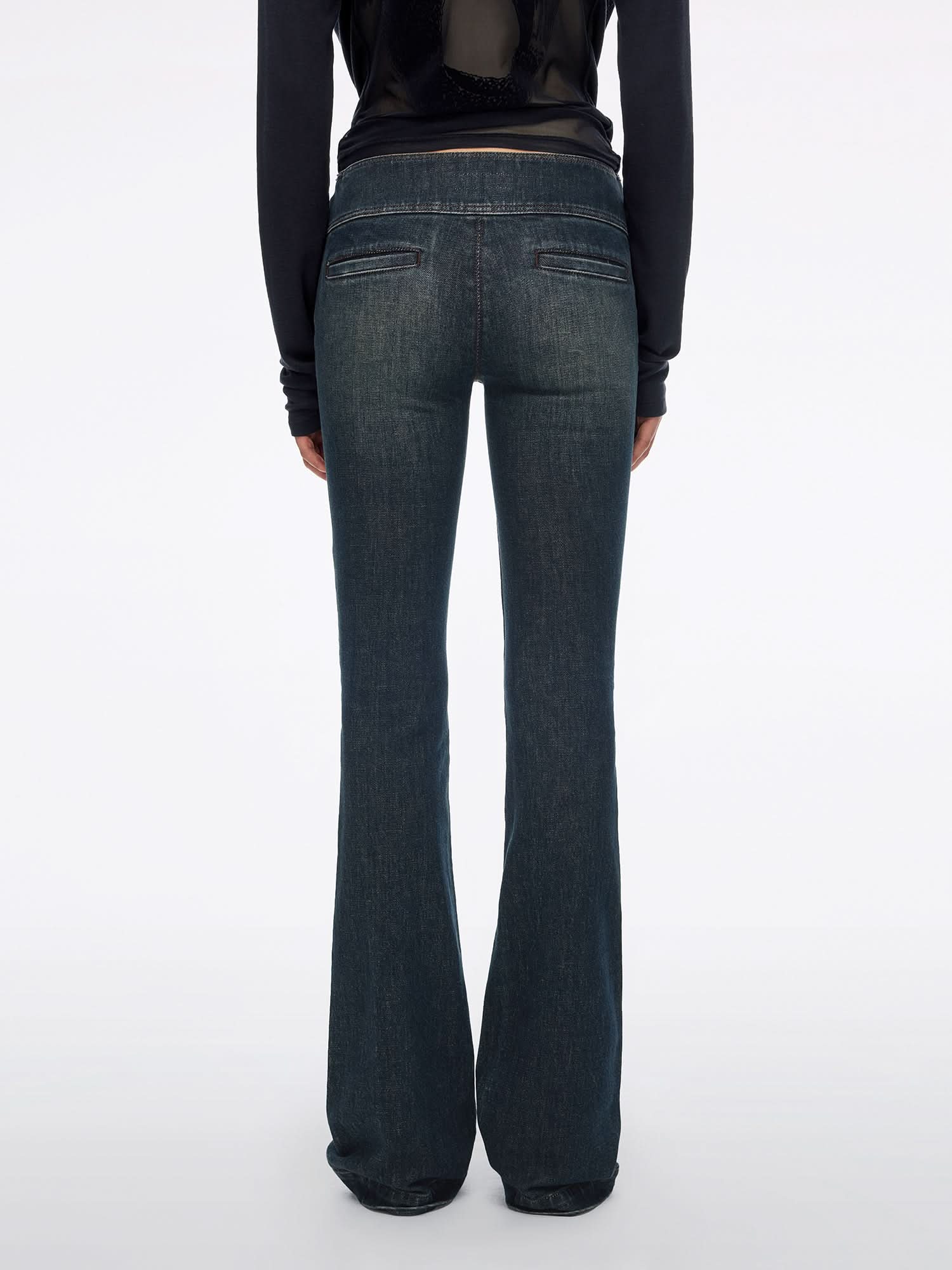 Double-Belt Flared Jeans