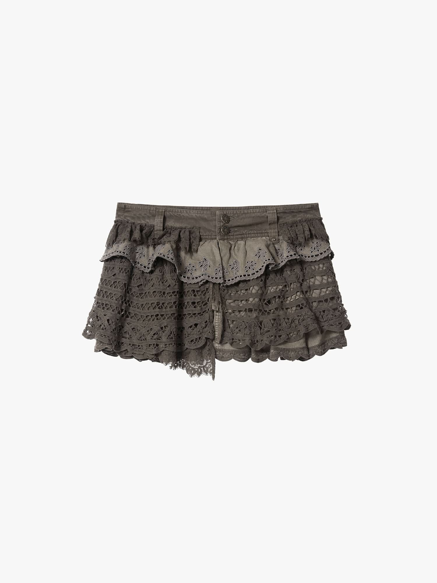 Patchwork Denim Lace Skirt