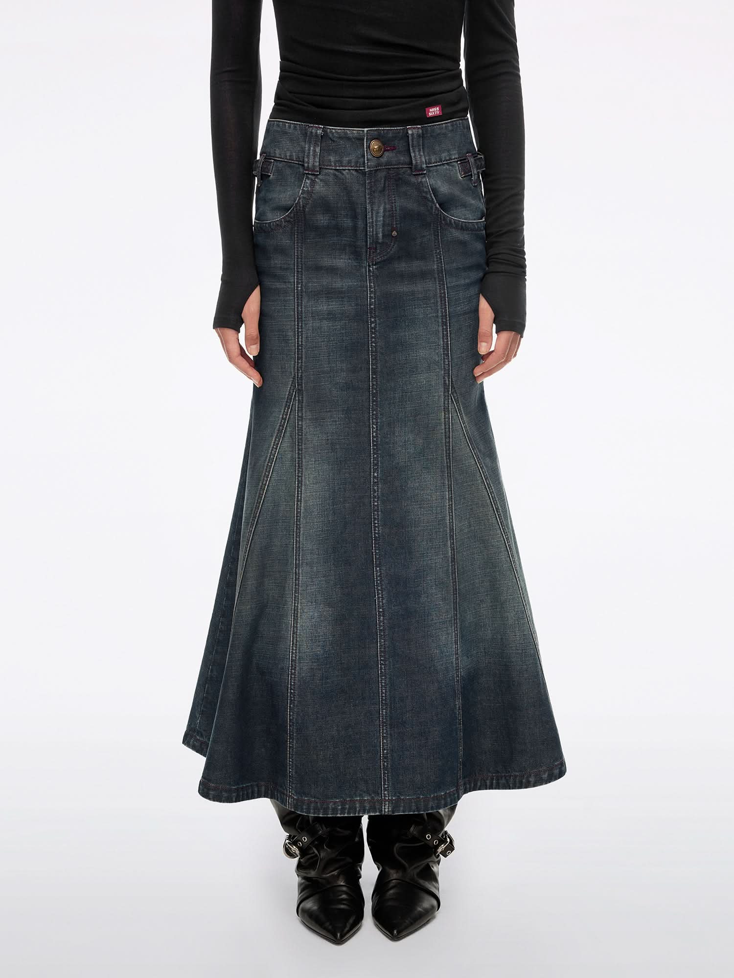 Distressed Denim Mermaid Skirt - MISS SIXTY