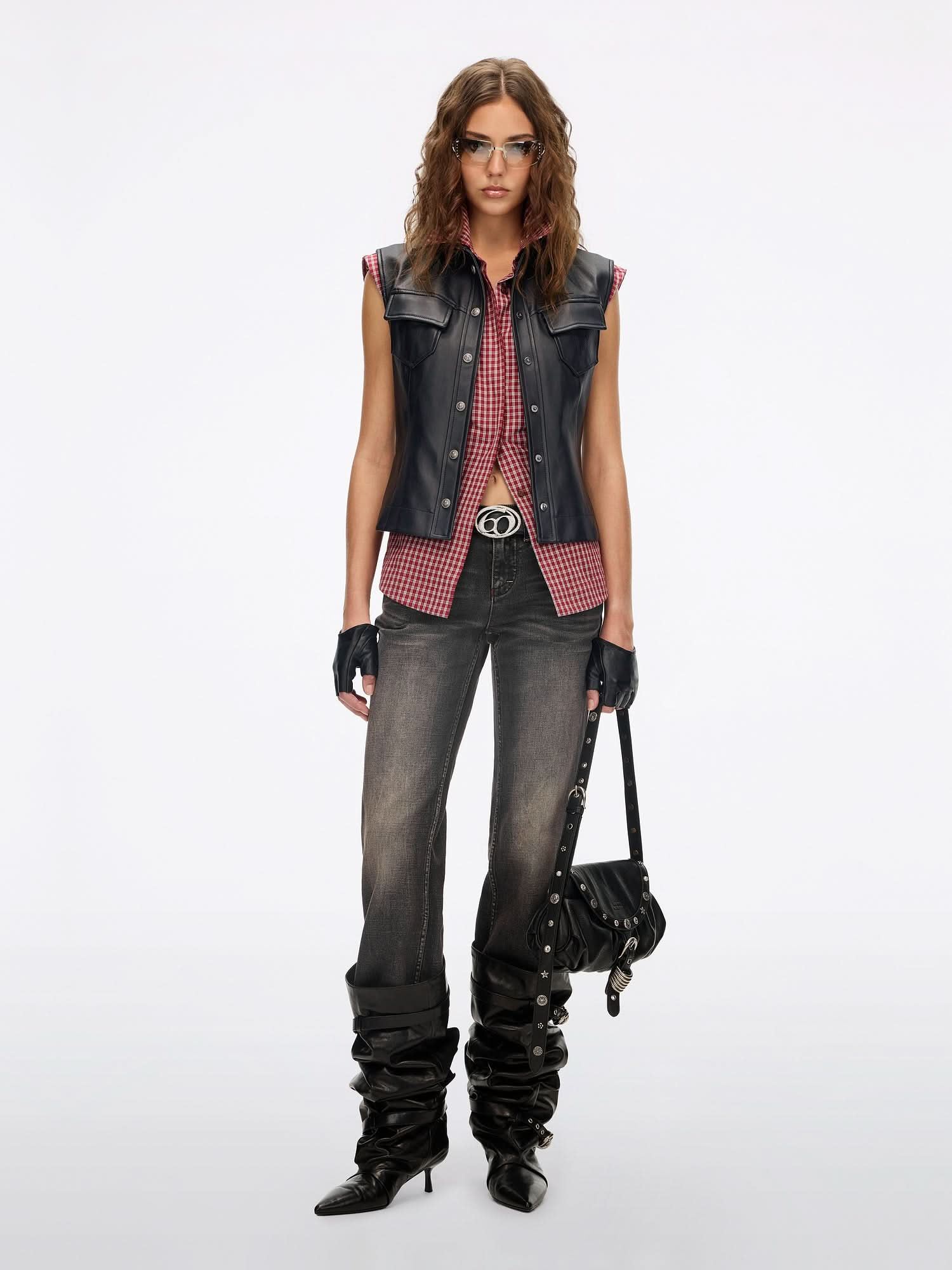 Lace-Up Lambskin Vest