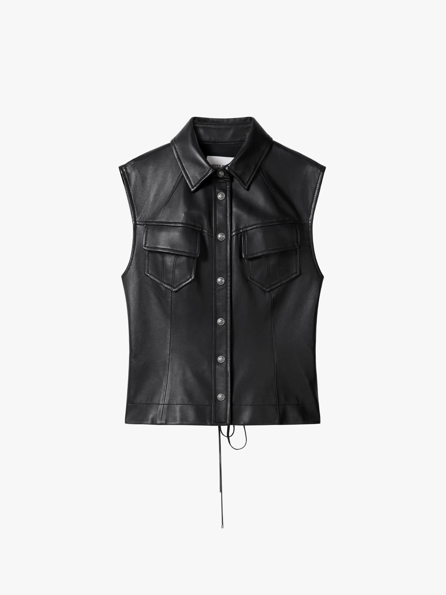 Lace-Up Lambskin Vest