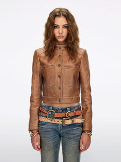 Cropped Leather Jacket