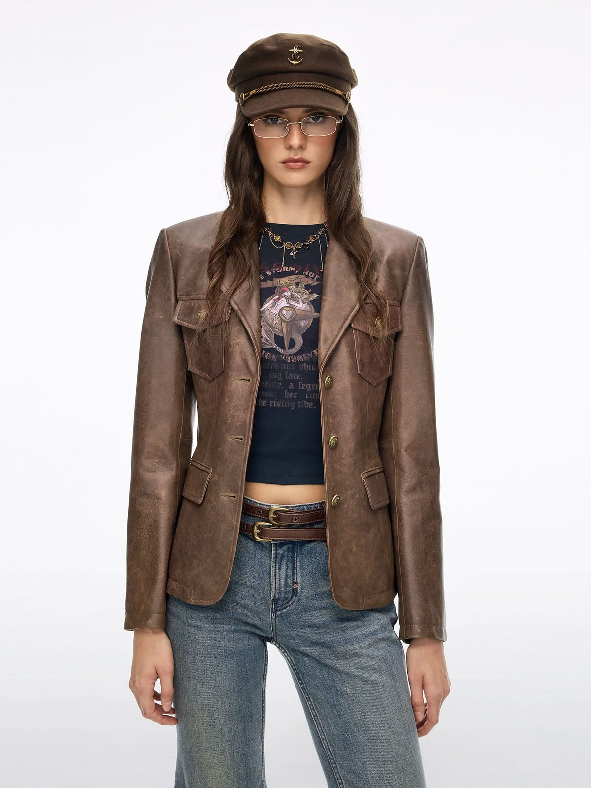 Buttoned Leather Jacket