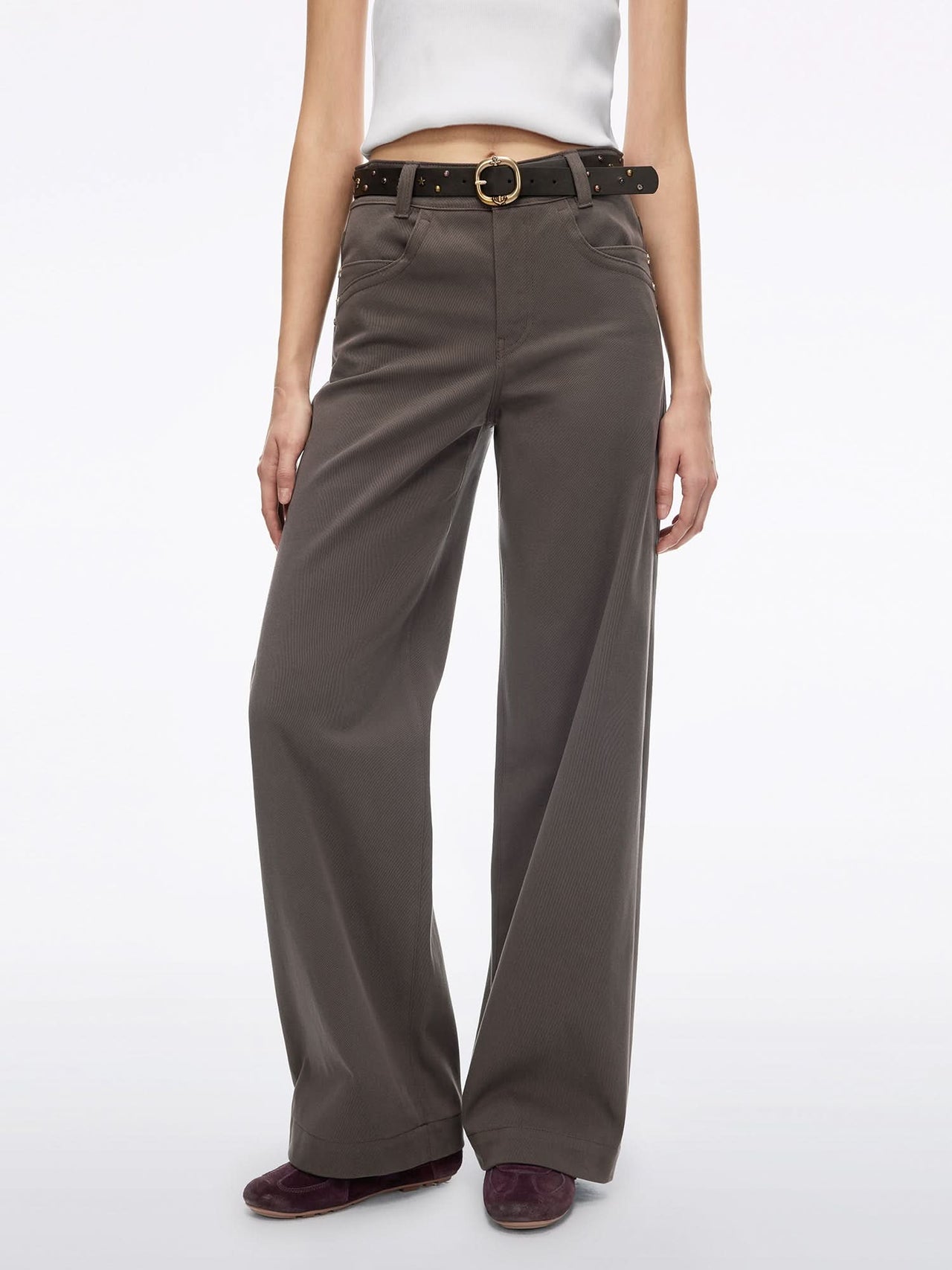 Belted Wide-Leg Pants
