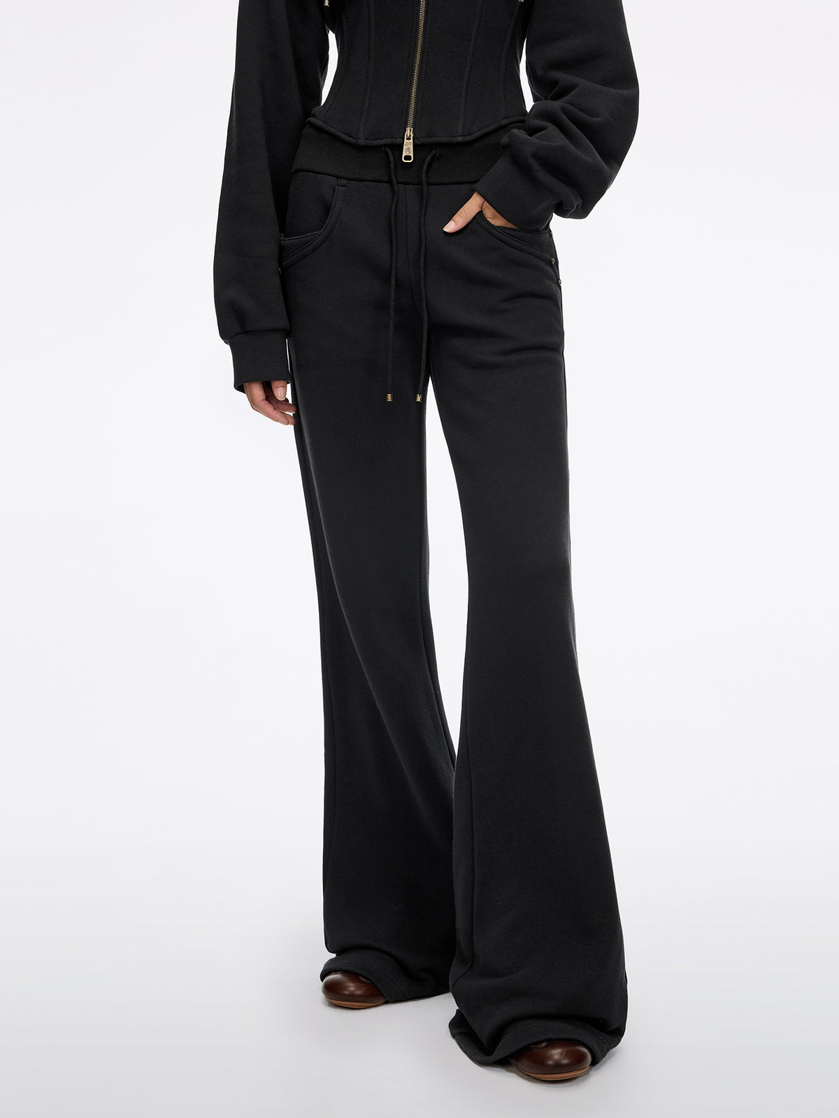 Elastic Waist Flare Pants