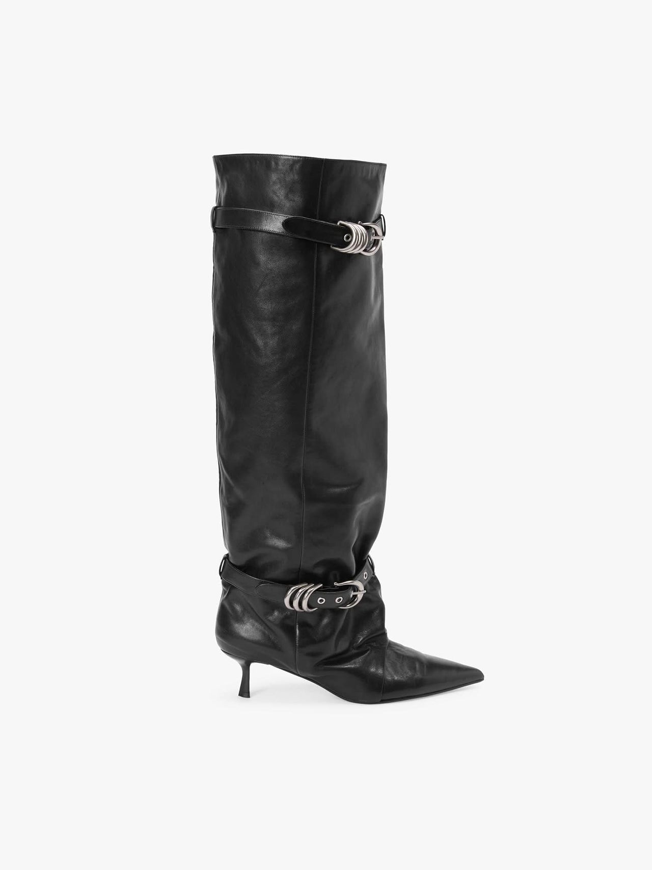 Metal Decor Knee-High Boots