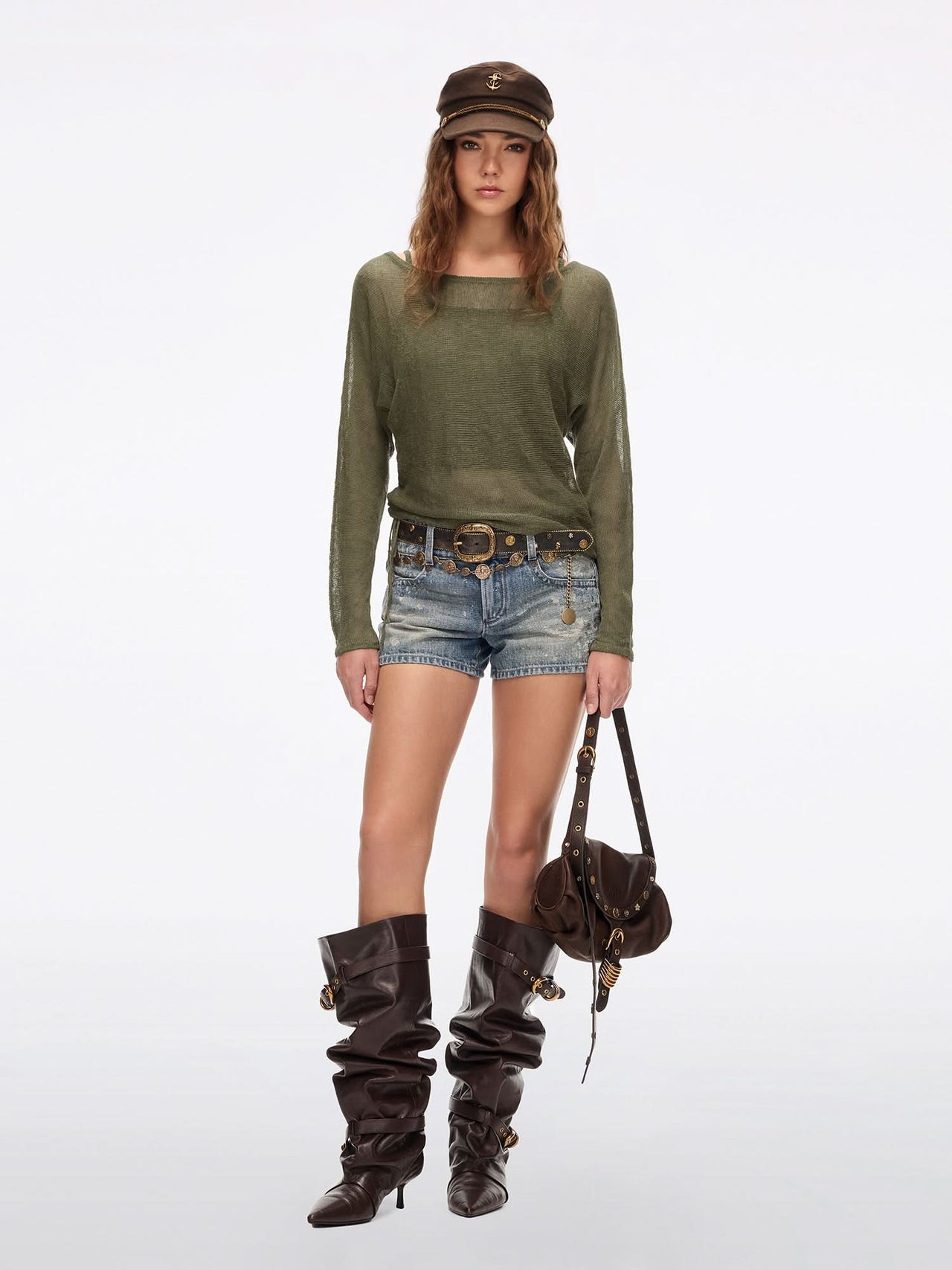 Metal Decor Knee-High Boots