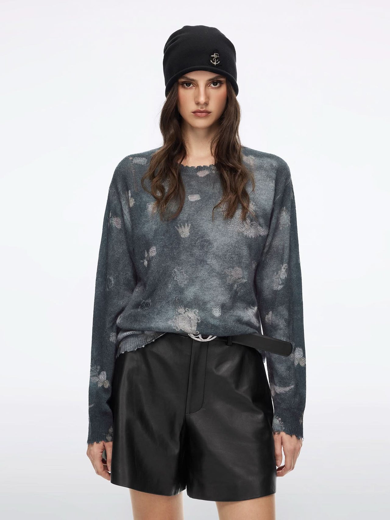 Printed Cashmere Knit Top