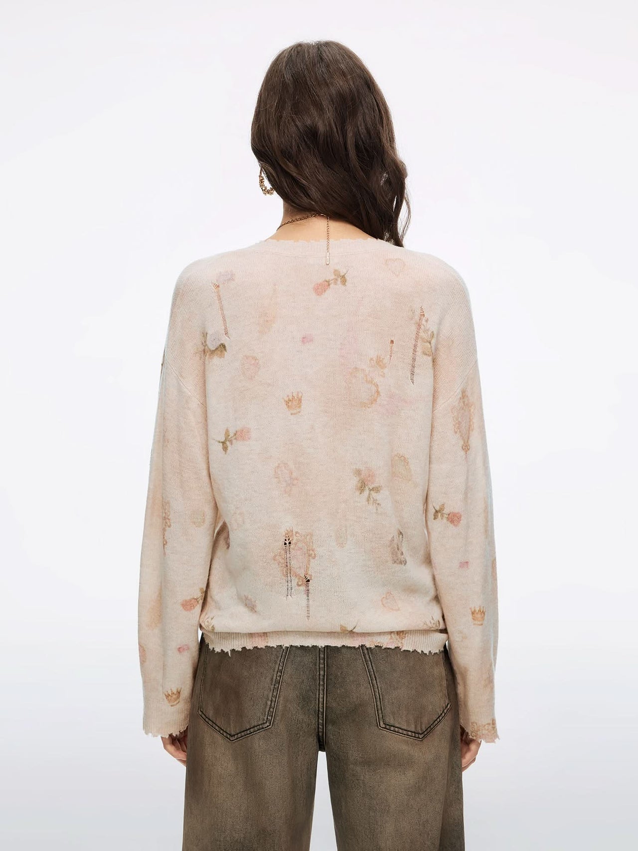 Printed Cashmere Knit Top