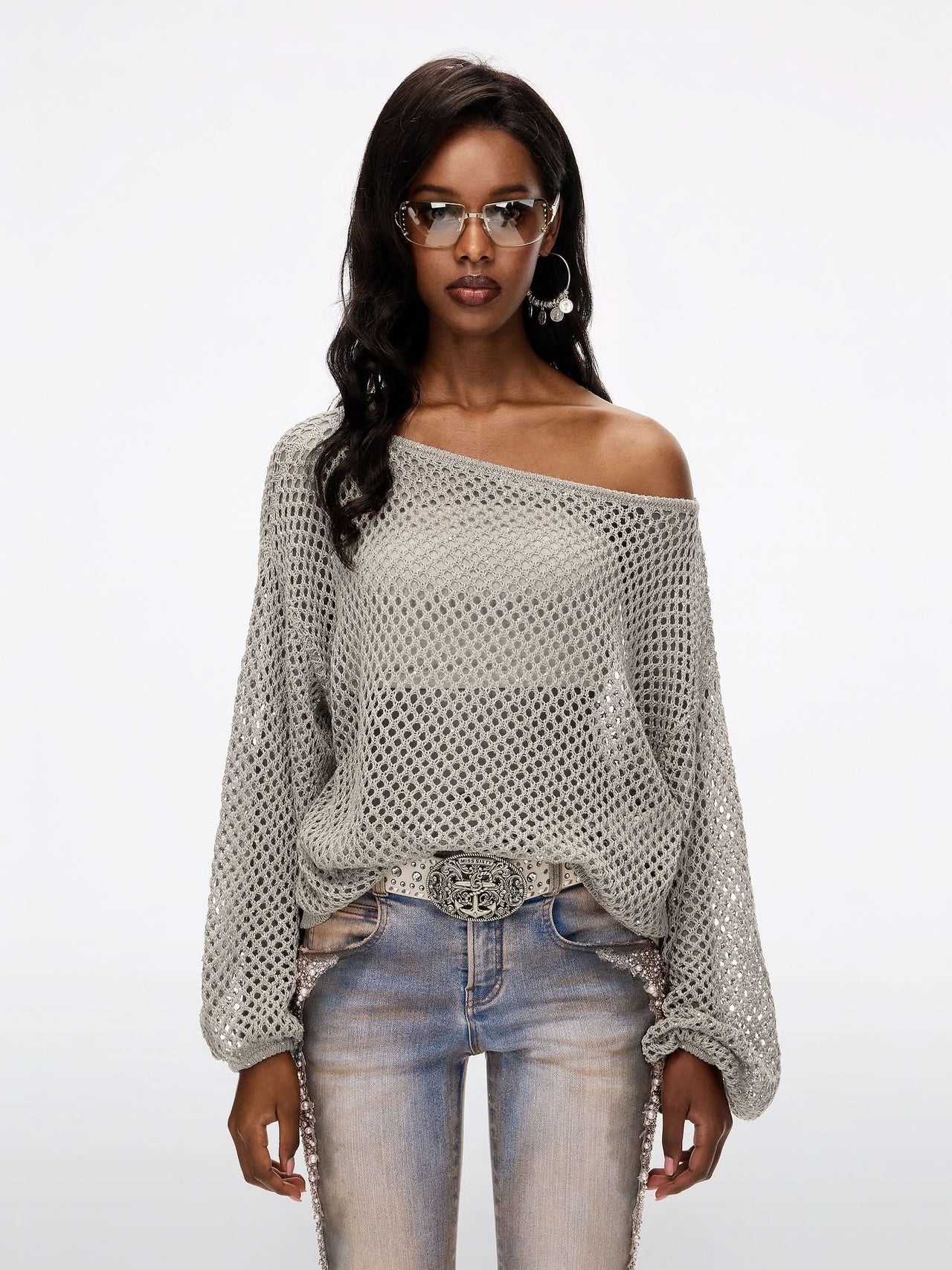 Shimmering Mesh Knit Top