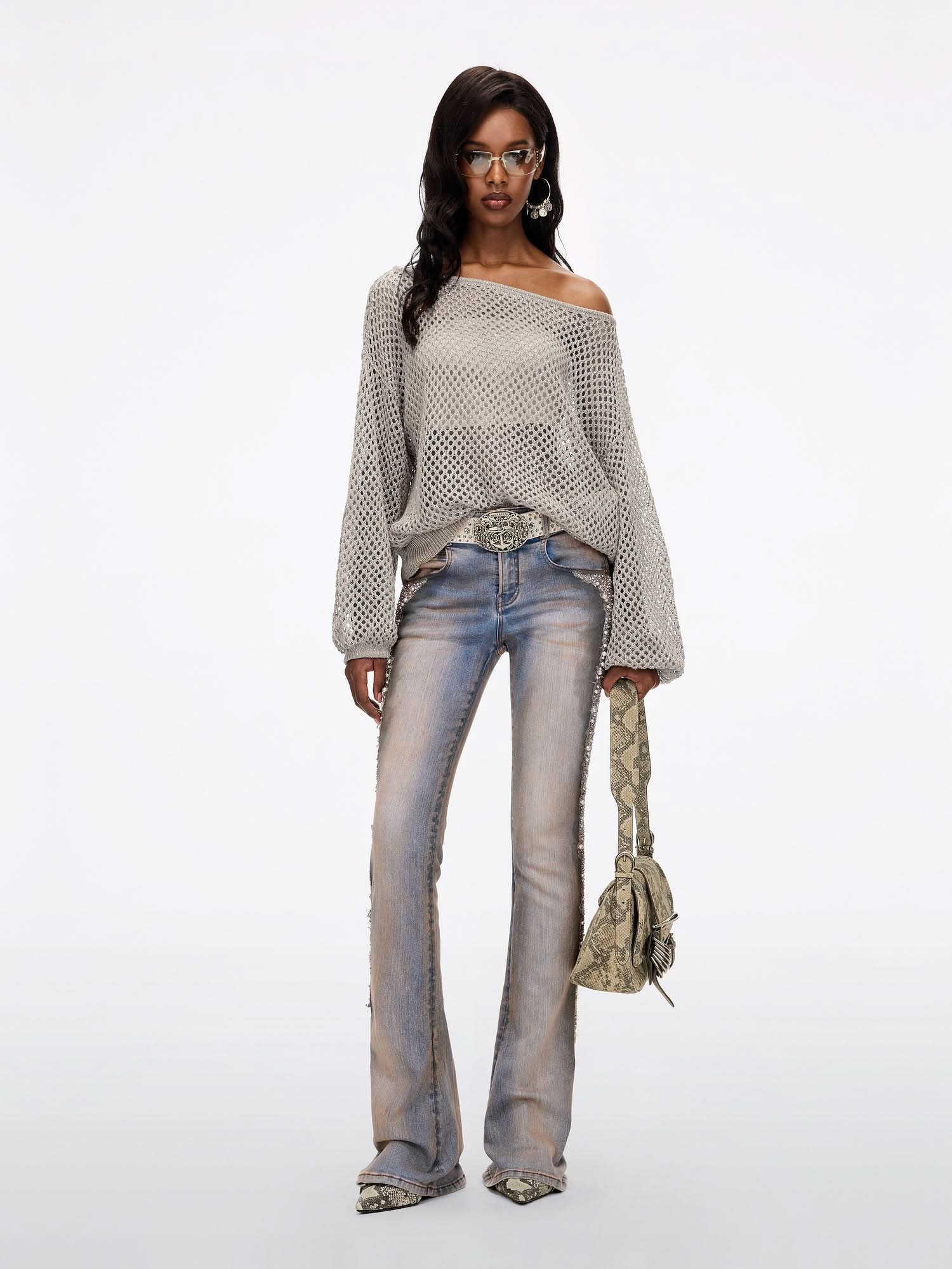 Shimmering Mesh Knit Top