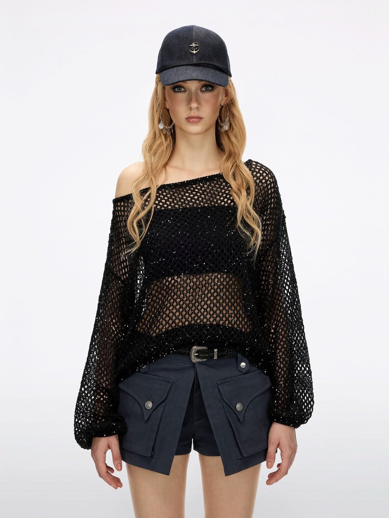 Shimmering Mesh Knit Top