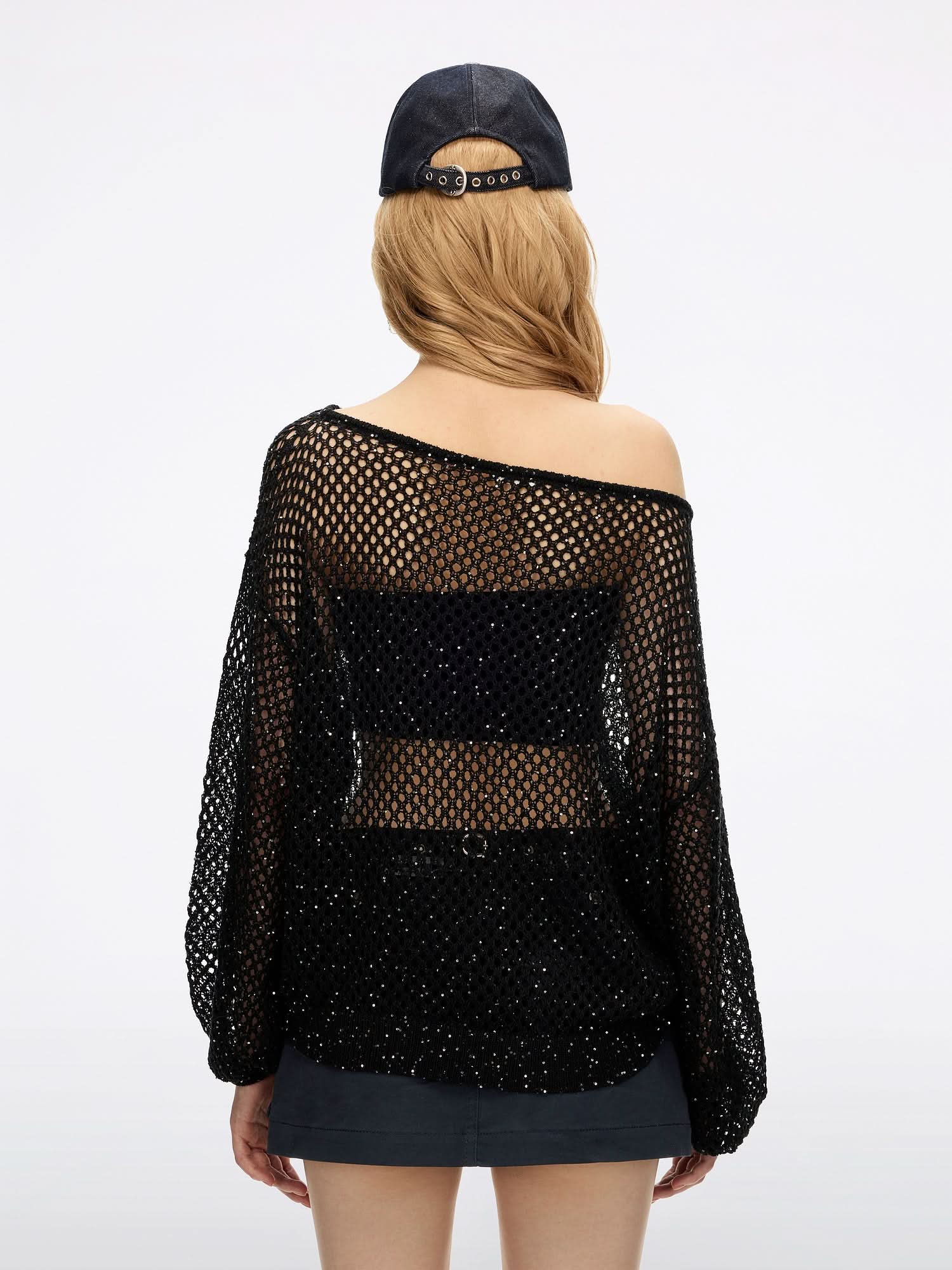 Shimmering Mesh Knit Top