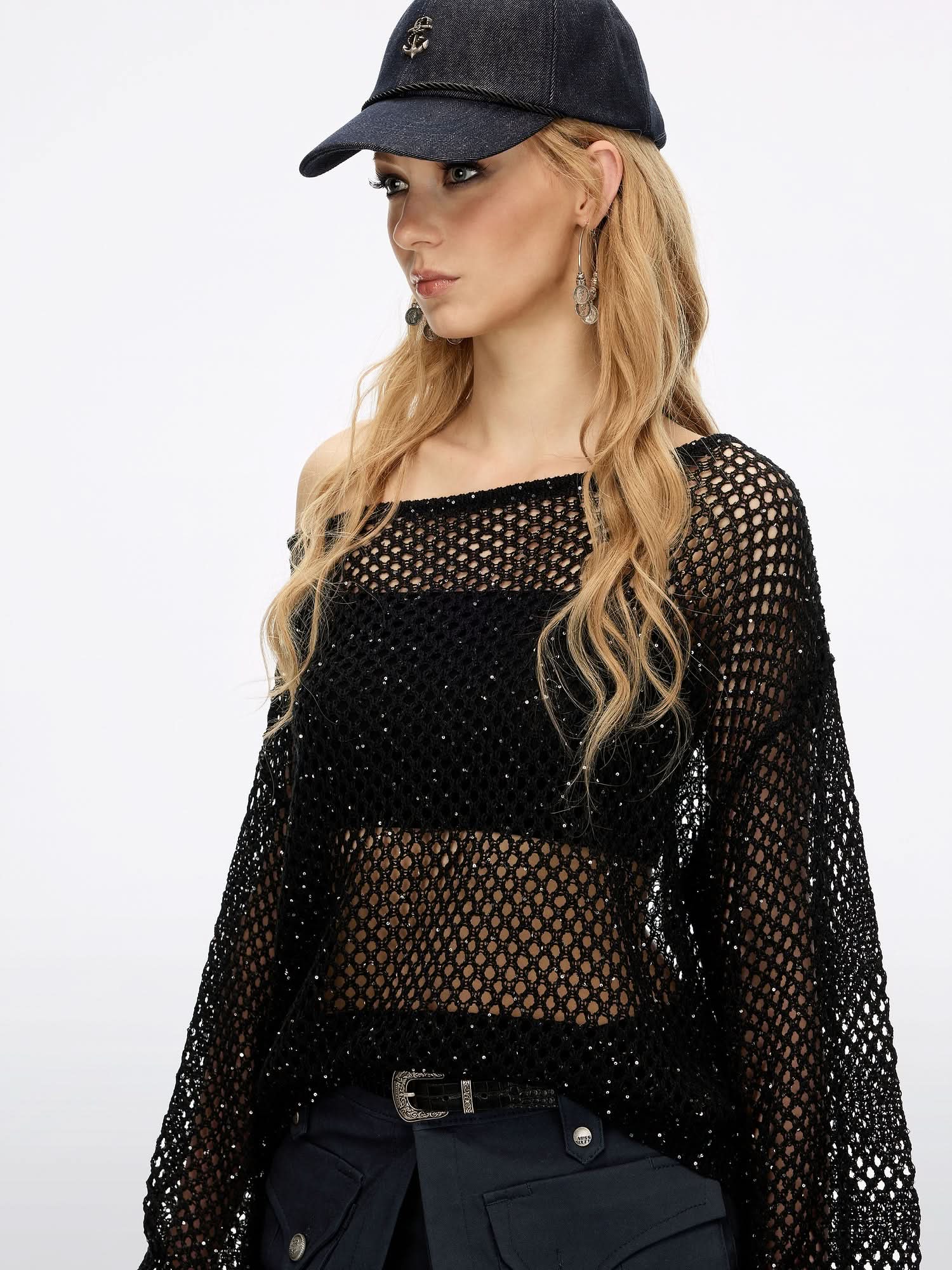 Shimmering Mesh Knit Top - MISS SIXTY